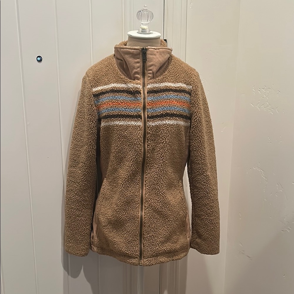 Pendleton Tan Sherpa Jacket with Striped Detail - Picture 2 of 7